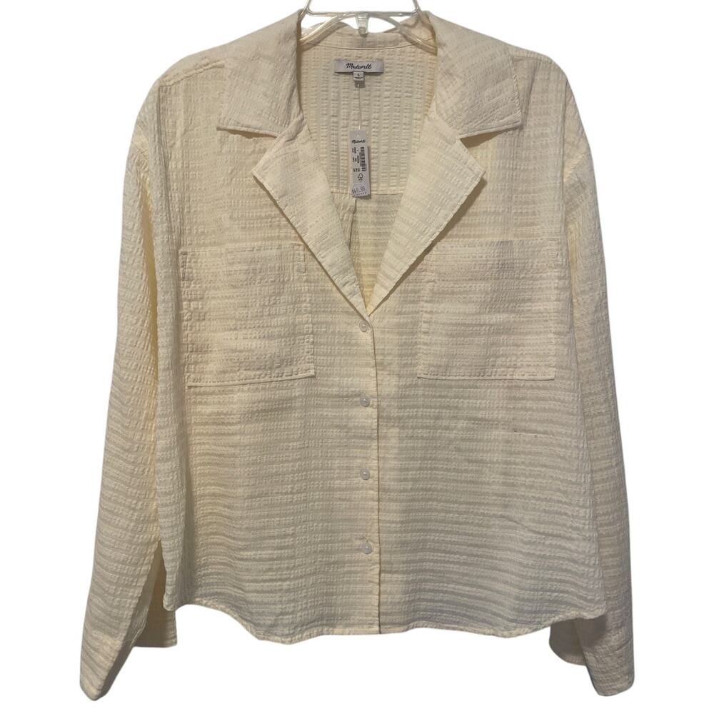 Madewell Resort Ramie Long-Sleeve Button-Up Oversized Shirt L NWT